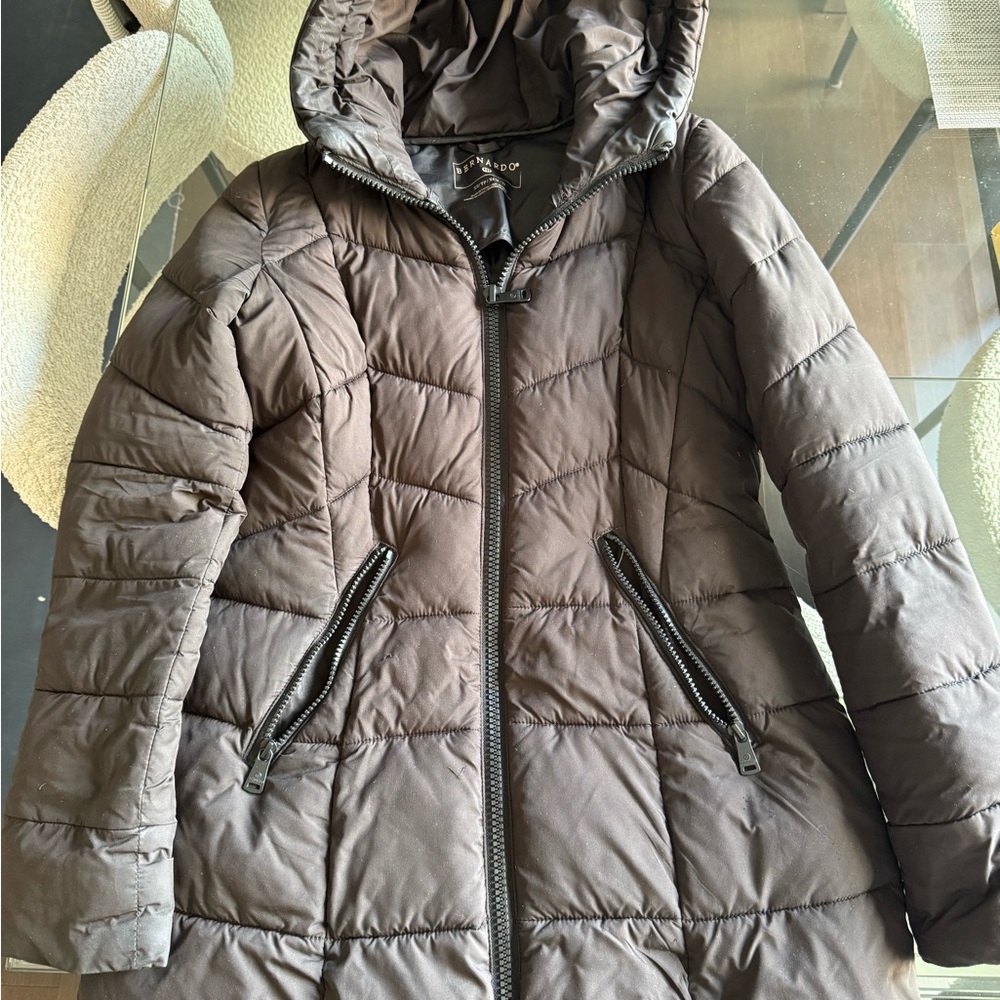 Bernardo Quilted Hooded Puffer Coat - Brown
